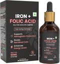 DURJA Iron + Folic Acid Drops | Fast Acting Liquid Iron Supplement for Women & Men with Zinc | Hemoglobin Booster & Blood Builder | Non-Constipating - 50ml '