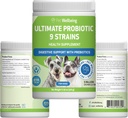 Pet Wellbeing Ultimate Probiotic 9 Strains for Dogs & Cats - Supports The Gut Microbiome and Digestion, Immune System Care, Urinary Tract Health, FOS, 2.5 Billion CFU - 11.29 oz (320 g) Powder