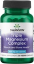 Swanson Triple Magnesium Complex - Mineral Supplement - Natural Support - Featuring Citrate, Oxide & Aspartate - (30 Capsules, 400mg Each)