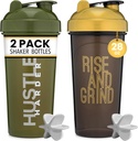 [2 Pack] 28oz Shaker Bottle with Motivational Quotes (Black/Gold &amp; Moss) | Protein Shaker Bottle with Mixer Agitators | Blender Shaker Bottle for Protein Mixes Pack is BPA Free and Dishwasher Safe