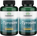 Swanson L-Tyrosine - Amino Acid Supplement Promoting Stress Support, Cognitive Function, and Mental Clarity - Helps Support Overall Brain Health - (100 Capsules, 500mg Each) (2 Pack)