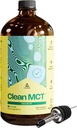 LevelUp Clean MCT Oil - 100% Caprylic C8 for Energy, Focus, Gut Health, Brain Superfuel - Keto Supplement for Ketogenic Coffee and Ketones - Non-GMO (32 oz Glass Bottle)