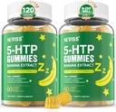 5-HTP Gummies + GABA - Melatonin Free - Relaxation Gummies with Banana Extract, L-Theanine,L-Tryptophan, Vitamin D3 for Healthy Rest Cycle & Circadian Rhythm, Brain Function & Muscle Relax, Pack of 2