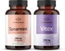 HERBAMAMA Spearmint and Vitex Kit - Bundle of 1000 mg Spearmint Leaf & Vitex Chasteberry Capsules - Vegan, Non-GMO, Gelatin-Free - 2 Pack